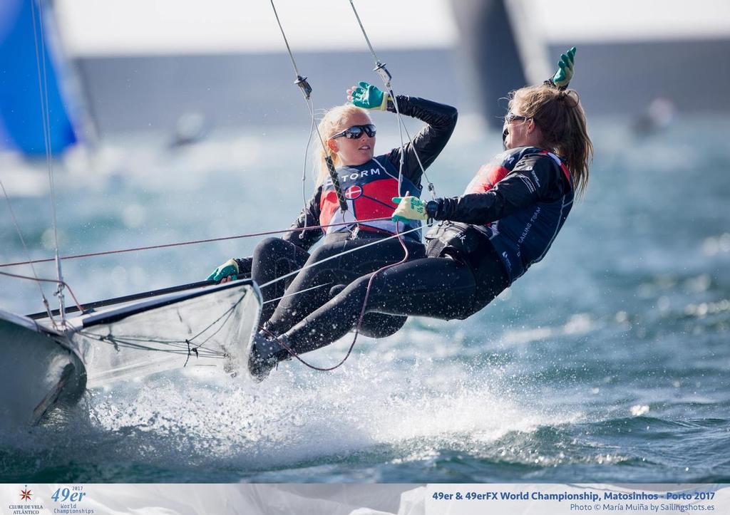 New world champions celebrate - 49erFX - 2017 49er and 49erFx Worlds, Final day, Portugal &copy; Ricardo Pinto http://www.americascup.com