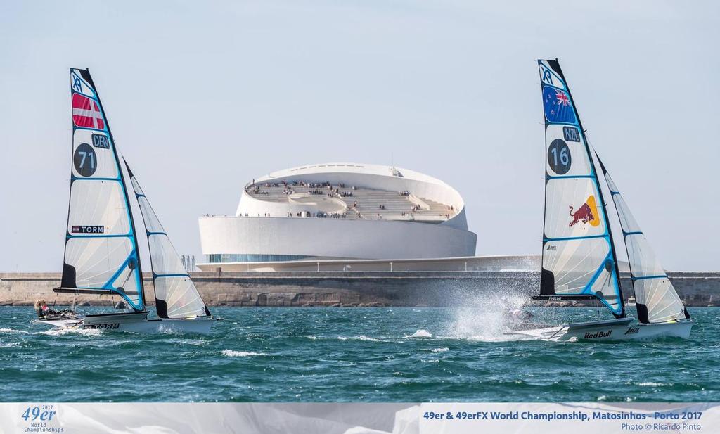 Gold (DEN) and Bronze medalists (NZL) - 2017 49er and 49erFx Worlds, Final day, Portugal &copy; Ricardo Pinto http://www.americascup.com