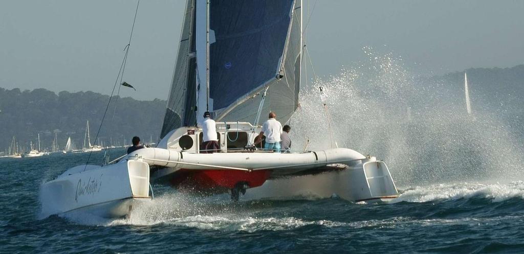 Crowther Designed Quickstep being encouraged spectacularly by Team Geddes in LCMR - Lock Crowther Multihull Regatta © stephen barton