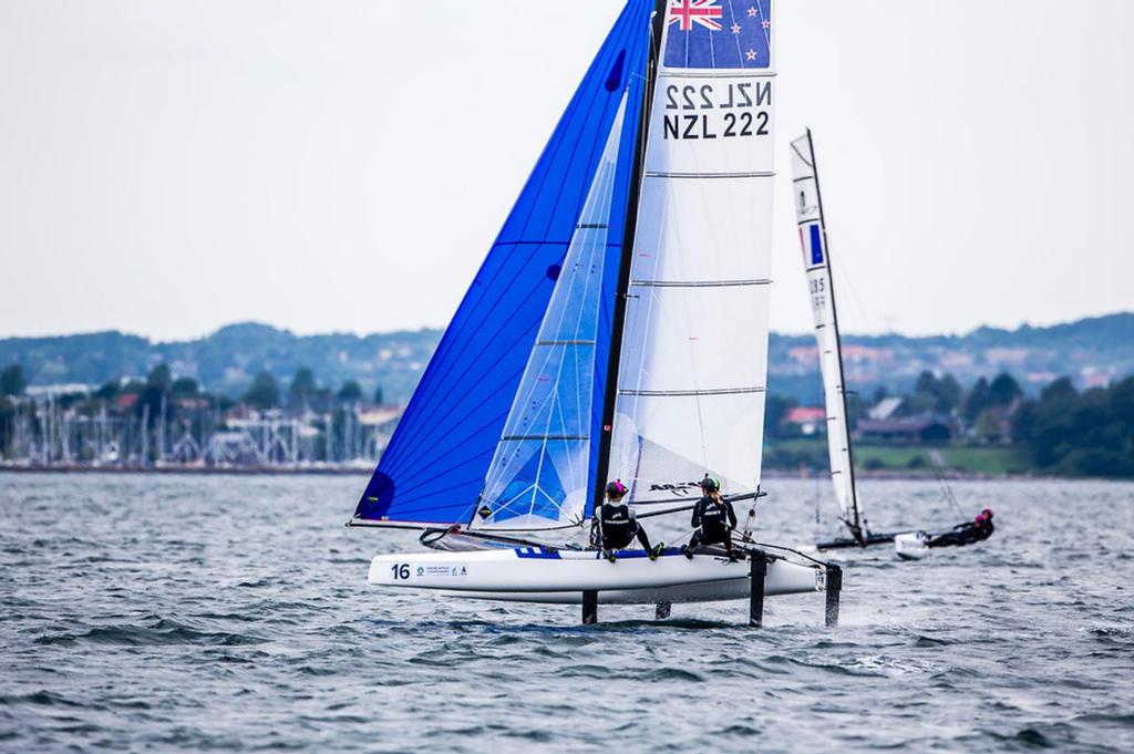 Gemma Jones, Jason Saunders (NZL) - foiling in the Nacra - Aarhus Sailing Week  © Jesús Renedo Photography