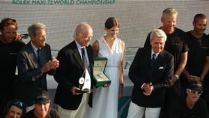 IMA President Thomas Bscher receives the Wally class prize at the Maxi Yacht Rolex Cup 2016 photo copyright  Rolex / Carlo Borlenghi http://www.carloborlenghi.net taken at  and featuring the  class
