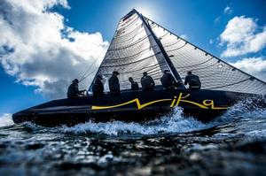 Team Nika on a calm day in Marstrand 2015 photo copyright  Pedro Martinez / Martinez Studio / RC44 taken at  and featuring the  class