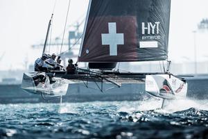 For Alinghi Act 4, Extreme Sailing Series Barcelona, was the first time it finished off the podium this season photo copyright Lloyd Images http://lloydimagesgallery.photoshelter.com/ taken at  and featuring the  class