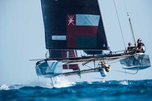 Oman Air’s victory in Act 4, Extreme Sailing Series Barcelona, saw it break its habit of finishing in third place photo copyright Lloyd Images http://lloydimagesgallery.photoshelter.com/ taken at  and featuring the  class