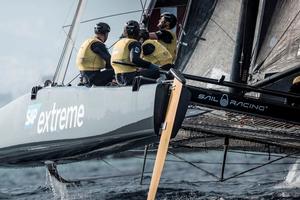 Act 4, Extreme Sailing Series Barcelona – Day 3 – The Danes are tied on points with Alinghi, but are ahead by virtue of finishing in front of the Swiss team in the last Act photo copyright Lloyd Images http://lloydimagesgallery.photoshelter.com/ taken at  and featuring the  class