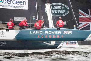 Act 5, Extreme Sailing Series Hamburg – Day 2 – British-flagged Land Rover BAR Academy, who currently sit at the bottom of the leaderboard, will be hoping for home-field advantage when they compete on UK waters later this week. photo copyright  Lloyd Images taken at  and featuring the  class