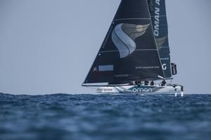 Extreme Sailing Series Barcelona - Act 4 – Oman Air Sailing Team skippered by Phil Robertson with team mates Pete Greenhalgh, Ed Smyth, Nasser Al Mashari and James Wierzbowski racing close to the city of Barcelona on day 3 of racing photo copyright  Lloyd Images taken at  and featuring the  class