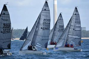 Hypertronis (Stephen Catchpool) tacking with the fleet – SB20 Cowes Grand Slam photo copyright Jane Austin taken at  and featuring the  class