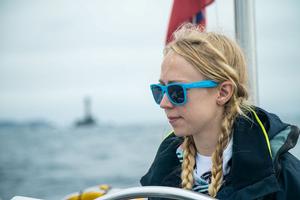 Alisha Saunders (20 from Crediton) taking the helm photo copyright Ellen MacArthur Cancer Trust taken at  and featuring the  class