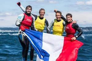 Gold to Hippolyte Machetti and Sidoine Dantès (FRA-79), Silver to Guillaume Pirouelle and Valentin Sipan (FRA-76) – 470 Junior World Championships photo copyright Junichi Hirai/ Bulkhead magazine http://www.bulkhead.jp/ taken at  and featuring the  class