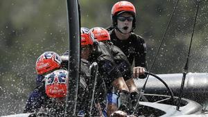 Peter Burling steers Team New Zealand during the America's Cup. photo copyright SW taken at  and featuring the  class