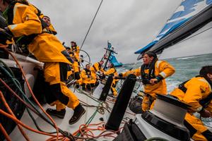 Opening battle of the Volvo Ocean Race fleet photo copyright  Jen Edney / Volvo Ocean Race taken at  and featuring the  class