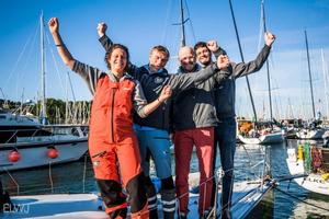 A few of the crew members on Didier Gaudoux's JND 39, Ael 2: Nicolas Deberque, Nicolas Dore, Frederic Duthil,, Coralie Gaudoux, Thomas Gaudoux, Alois Kerduel, Pierre Louiset, Paulin Nicol, Christian PonthieuLann Ael 2 – Rolex Fastnet Race photo copyright  ELWJ Photography taken at  and featuring the  class