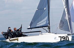Day 2 – Estonian entry Lenny EST790 with Tõnu Tõniste in helm, managed to conclude the racing despite a damage to the gennaker, in enviable positions – Melges 24 World Championship photo copyright  Pierrick Contin http://www.pierrickcontin.fr/ taken at  and featuring the  class