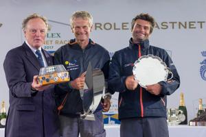Pascal and Alexis Loison, win IRC Four overall, best Two Handed yacht overall and in IRC 4 and Joe Power Trophy for best IRC yacht round the Rock on corrected time – Rolex Fastnet Race photo copyright  Rolex / Carlo Borlenghi http://www.carloborlenghi.net taken at  and featuring the  class