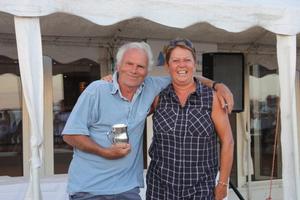 Oldest competitor Malcolm Goodwin with Sue Bouckley of Learning and Skills Solutions Pyefleet Week photo copyright  Mandy Bines taken at  and featuring the  class