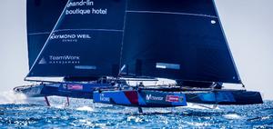 Friday's joint top scorer - Spanish sailing hero Iker Martinez's Movistar photo copyright  Jesus Renedo http://www.sailingstock.com taken at  and featuring the  class