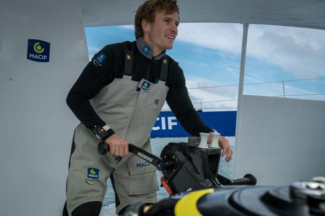 François Gabart aboard the MACIF trimaran ©  Yann Riou / Macif