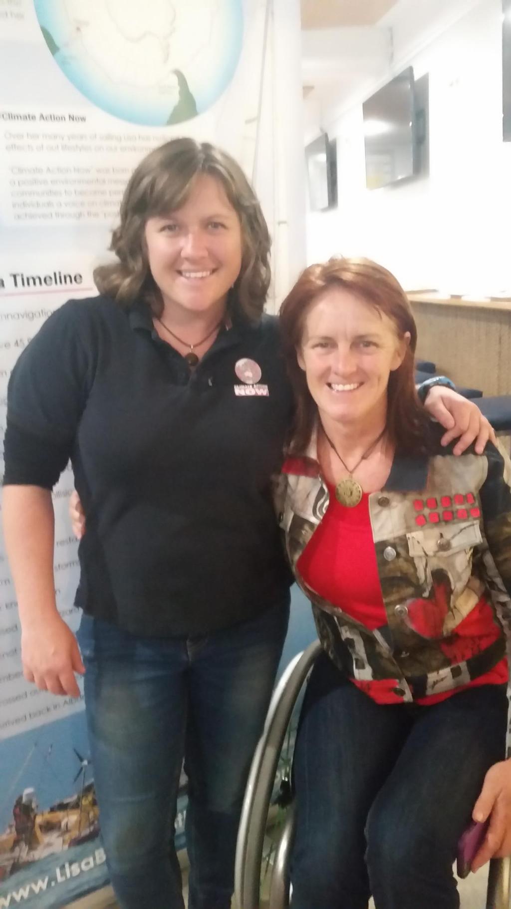 Lisa Blair with Gosford state Labor MP and Paralympian gold medalist Liesl Tesch.   - Lisa Blair shares story at Gosford Sailing Club   © Peter McIntosh