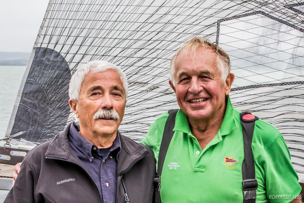 György Fináczy with Gerardo Seeliger - 2017 Finn Gold Cup, Spartacus Sailing Club, Balatonföldvár, Hungary © Robert Deaves/Finn Class http://www.finnclass.org