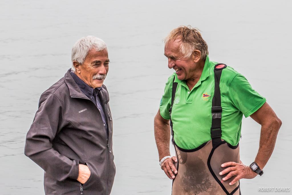 György Fináczy with Gerardo Seeliger - 2017 Finn Gold Cup, Spartacus Sailing Club, Balatonföldvár, Hungary © Robert Deaves/Finn Class http://www.finnclass.org