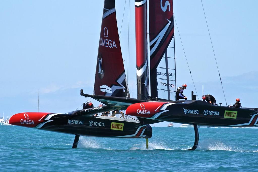 The AC 75 will struggle to match the performance of the AC50 in light winds - Race 8 35th America's Cup Match photo copyright Richard Gladwell www.photosport.co.nz taken at  and featuring the  class