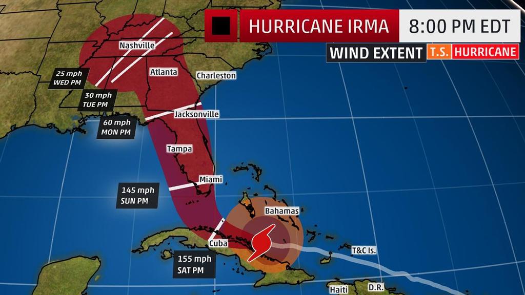 Projected Path - The red-shaded area denotes the potential path of the center of the tropical cyclone. Note that impacts (particularly heavy rain, high surf, coastal flooding) with any tropical cyclone may spread beyond its forecast path. © The Weather Channel