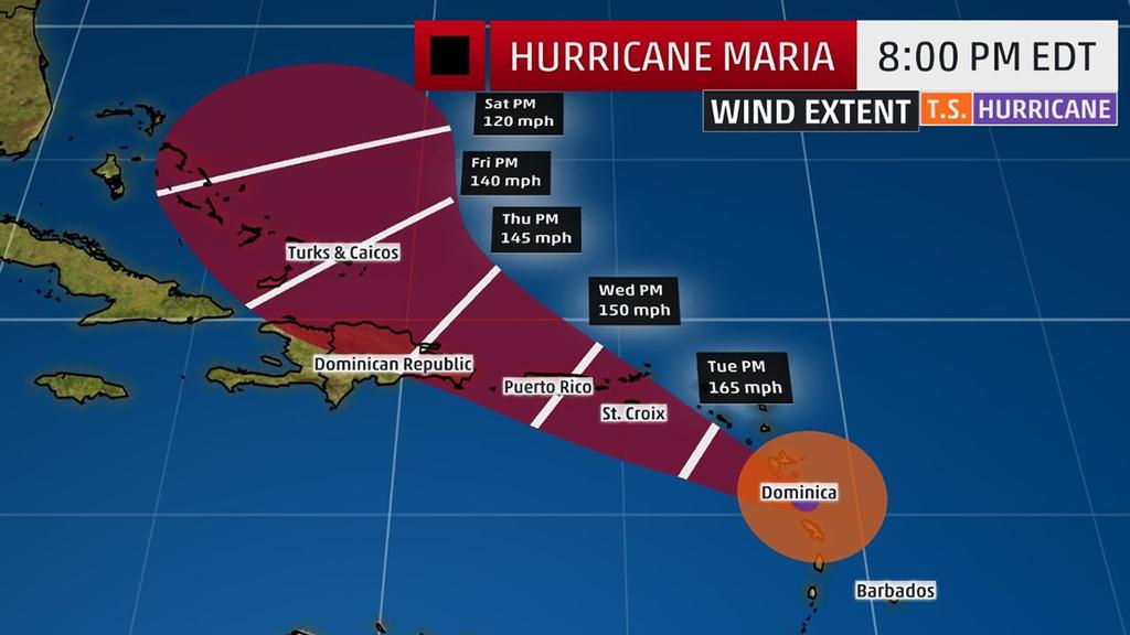 Projected Path - The red-shaded area denotes the potential path of the center of the tropical cyclone. Note that impacts (particularly heavy rain, high surf, coastal flooding) with any tropical cyclone may spread beyond its forecast path. © The Weather Channel