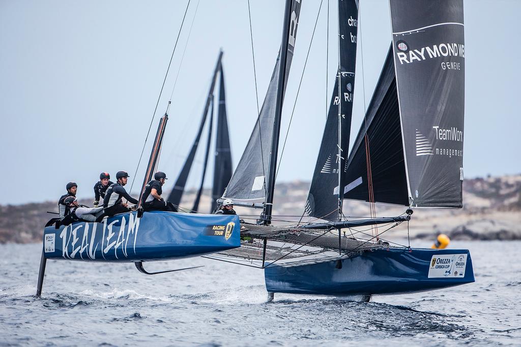 The Jérôme Clerc-skippered Realteam was fastest today in the ANONIMO Speed Challenge - 2017 GC32 Orezza  Corsica Cup © Jesus Renedo / GC32 Racing Tour