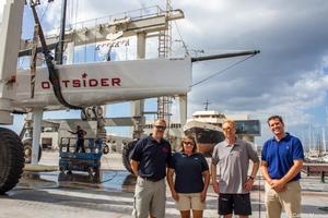 L to R: Steven and Jane Anderson meet the boat captain of Outsider, owned by NRV member Tilmar Hansen who is a fellow race competitor. The early race arrivals were shown round the marina by Managing Director, José Juan Calero photo copyright  Pilar Hernández / Calero Marinas taken at  and featuring the  class