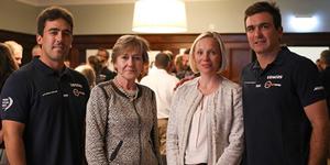 Prior to dinner, Dame Polly Courtice welcomed sailors to the university and Jo Royle spoke about her sailing experience and passion for protecting the marine environment. From left to right: Mark Towill, Dame Polly Courtice, Jo Royle, and Charlie Enright. photo copyright Vestas 11th Hour Racing taken at  and featuring the  class