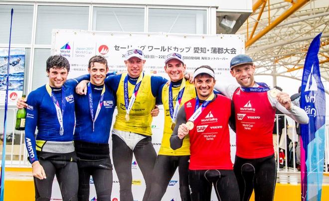 49er World Cup Gamagori podium &copy;  Jesus Renedo / Sailing Energy http://www.sailingenergy.com/