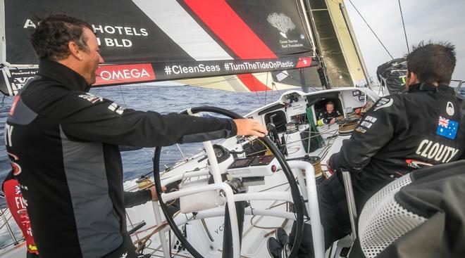 Day 5, Leg 01 – Alicante to Lisbon, sunrise on board Sun Hung Kai/Scallywag – Volvo Ocean Race ©  Jeremie Lecaudey / Volvo Ocean Race