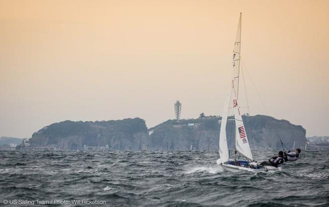 Stuart McNay (Providence, R.I.) and David Hughes (Miami, Fla.) racing in Enoshima. - 2017 Enoshima Olympic Week ©  Will Ricketson / US Sailing