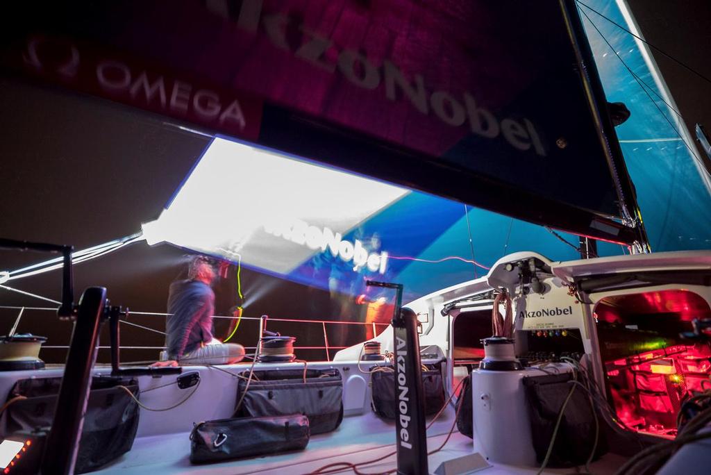 Prologue start on-board AkzoNobel. Volvo Ocean Race. 08 October, 2017 photo copyright  James Blake / Volvo Ocean Race taken at  and featuring the  class
