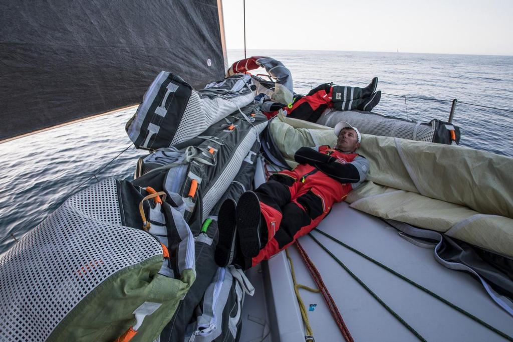 Prologue, sunset on-board Sun Hung Kai/Scallywag. Photo by Konrad Frost/Volvo Ocean Race. 09 October, 2017 photo copyright Volvo Ocean Race http://www.volvooceanrace.com taken at  and featuring the  class