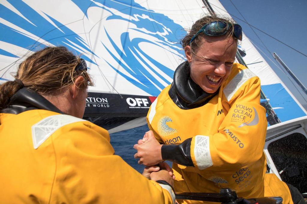 Prologue, day 02 on-board Turn the Tide on Plastic. On day 2 of the Prologue TToP is in 3rd place as they pass through the Straits of Gibraltar. Photo by Sam Greenfield/Volvo Ocean Race. 10 October, 2017 © Volvo Ocean Race http://www.volvooceanrace.com