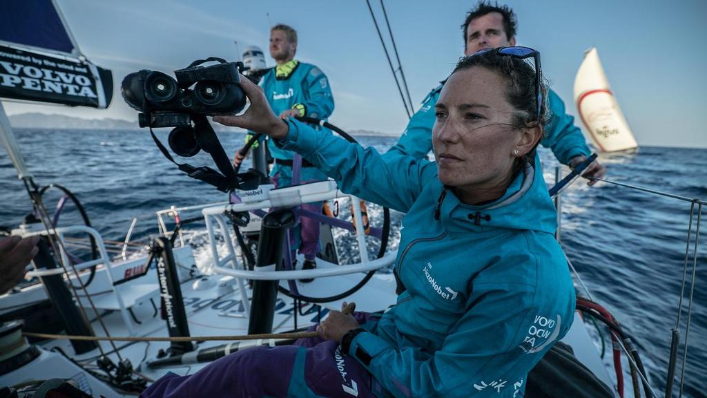 Leg 01, Alicante to Lisbon, Start Day  on board AkzoNobel. Photo by Konrad Frost/Volvo Ocean Race. 22 October, 2017 ©  Konrad Frost / Volvo Ocean Race