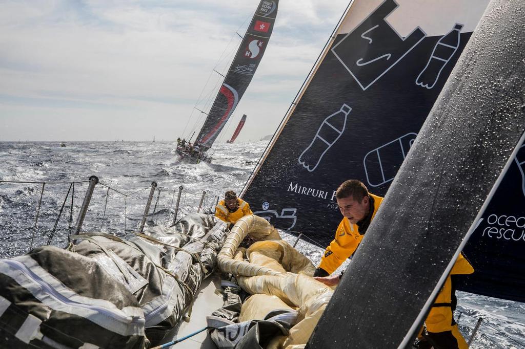 Leg 01, Race start onboard Turn The Tide On Plastic. Photo by Jen Edney/Volvo Ocean Race. 22 October, 2017 Turn The Tide On Plastic. ©  Jen Edney / Volvo Ocean Race