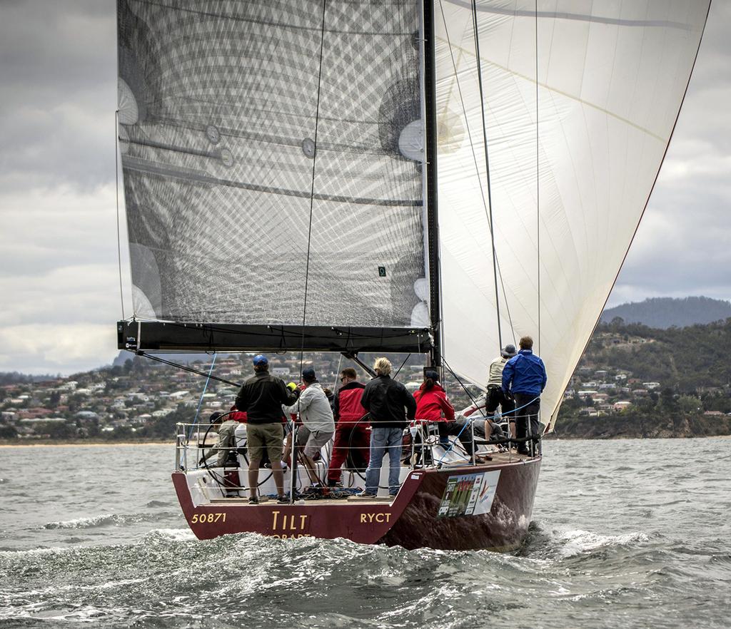 Tilt took line honours in last year’s L2H. © Derwent Sailing Squadron http://www.dssinc.org.au