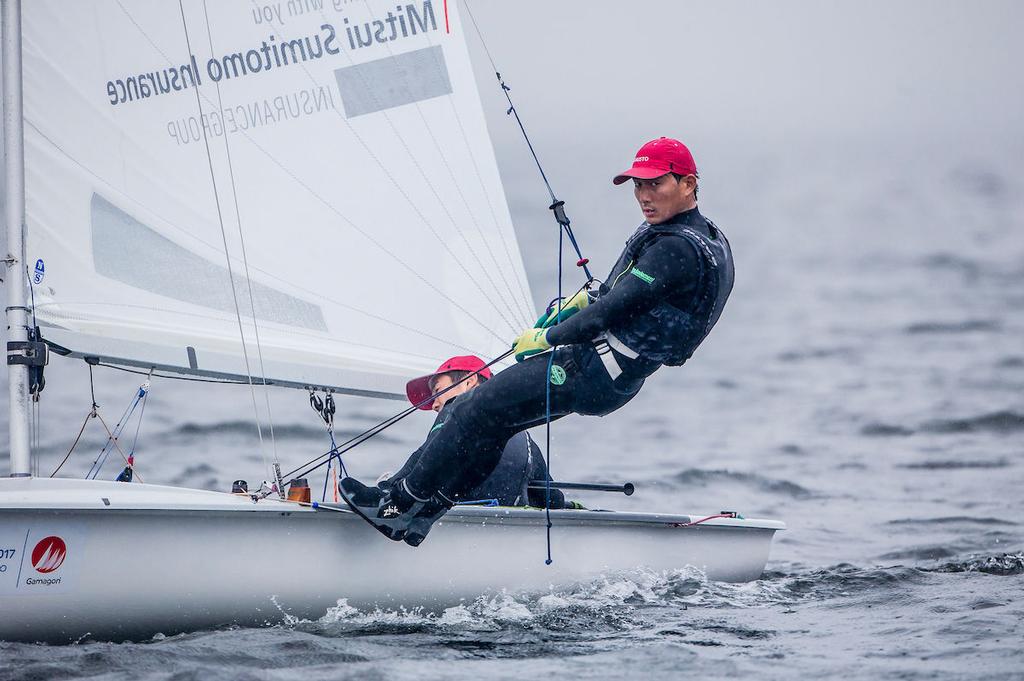 Taro Nakazawa and Ryutaro Kawai ahead of the 2017-18 World Cup Series opener in Japan photo copyright  Jesus Renedo / Sailing Energy http://www.sailingenergy.com/ taken at  and featuring the  class