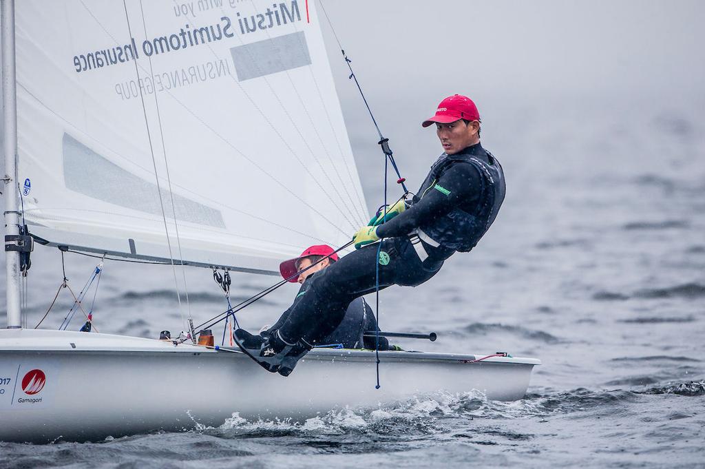 Taro Nakazawa and Ryutaro Kawai ahead of the 2017-18 World Cup Series opener in Japan ©  Jesus Renedo / Sailing Energy http://www.sailingenergy.com/