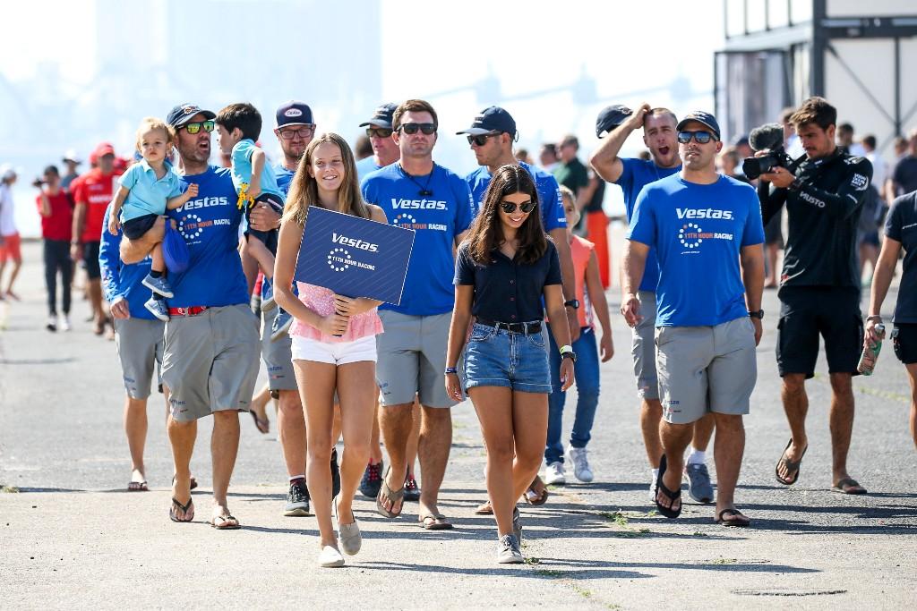 Vestas 11th Hour Racing head to the Prologue start line. - Volvo Ocean Race ©  Jesus Renedo http://www.sailingstock.com