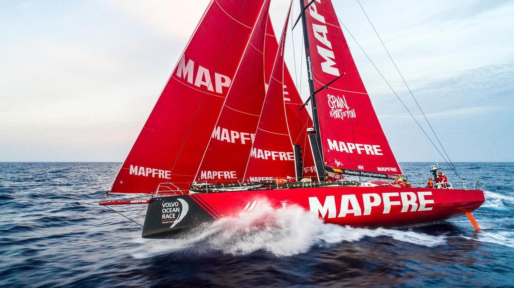 Leg 01, Alicante to Lisbon, day 05, on board MAPFRE. End of the day and the wind doesn't seem to go up again, althought we still fighting against the waves.  26 October, 2017 photo copyright  Ugo Fonolla / Volvo Ocean Race taken at  and featuring the  class