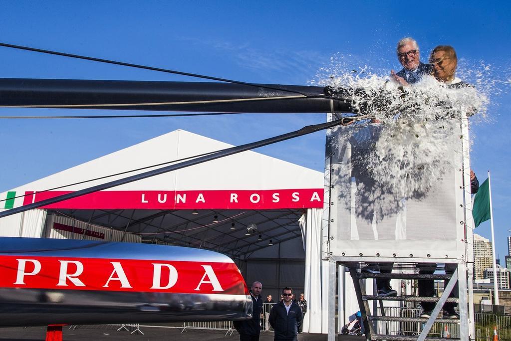 Launch of the new Luna Rossa AC72 wingsailed catamaran on Friday, Oct. 26, 2012, in Auckland, New Zealand, Miuccia Prada and Patrizio Bertelli - photo © Carlo Borlenghi/Luna Rossa http://www.lunarossachallenge.com