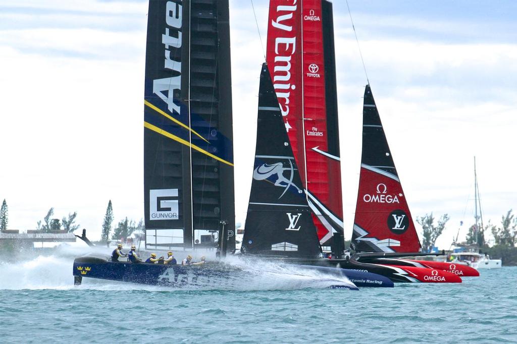 Artemis Racing led around more marks in the Challenger Final - 23 marks to ETNZ's 19. photo copyright Richard Gladwell www.photosport.co.nz taken at  and featuring the  class