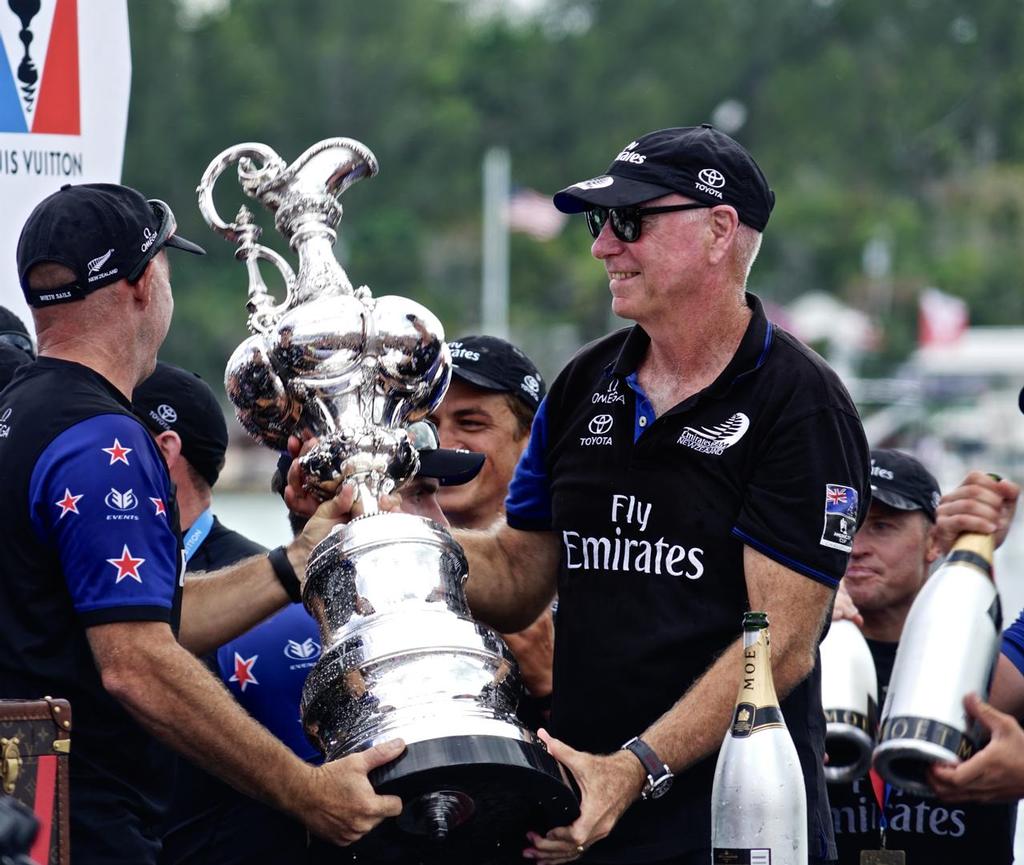 Sir Stephen Tindall (right) at the America's Cup Presentation Ceremony, Bermuda, June 26, 2017 photo copyright Scott Stallard http://scottstallard.com/ taken at  and featuring the  class