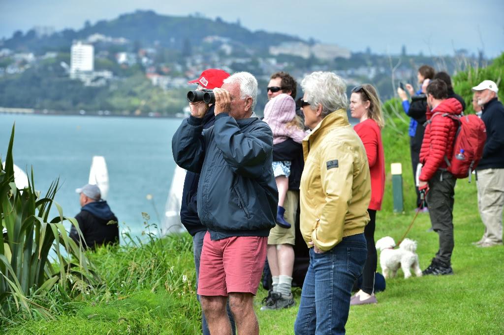 Crowds watch on North Head - a Labour Weekend tradition in all weather - PIC Coastal Classic 2017 © Ivor Wilkins