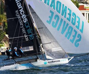 Race 4 – Appliancesonline was amongst the leading group all day – 18ft Skiffs Spring Championship photo copyright  Frank Quealey / Australian 18 Footers League taken at  and featuring the  class