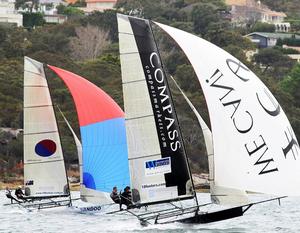 Finport leads Yandoo in the early battle for fourth place photo copyright  Frank Quealey / Australian 18 Footers League taken at  and featuring the  class